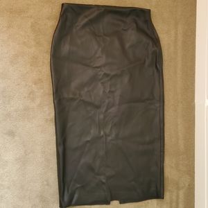 Faux leather black midrise pencil skirt